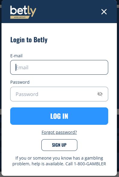 Schermata di login Bullibet app